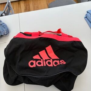 Adidas Duffle Bag Women's Small Gym Bag Zip Travel Strap Handle Pink & Black
